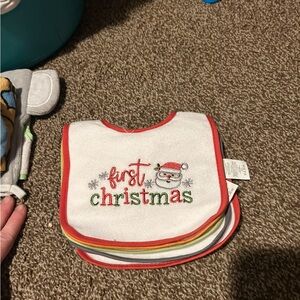 Festive First Christmas Baby Bib Set